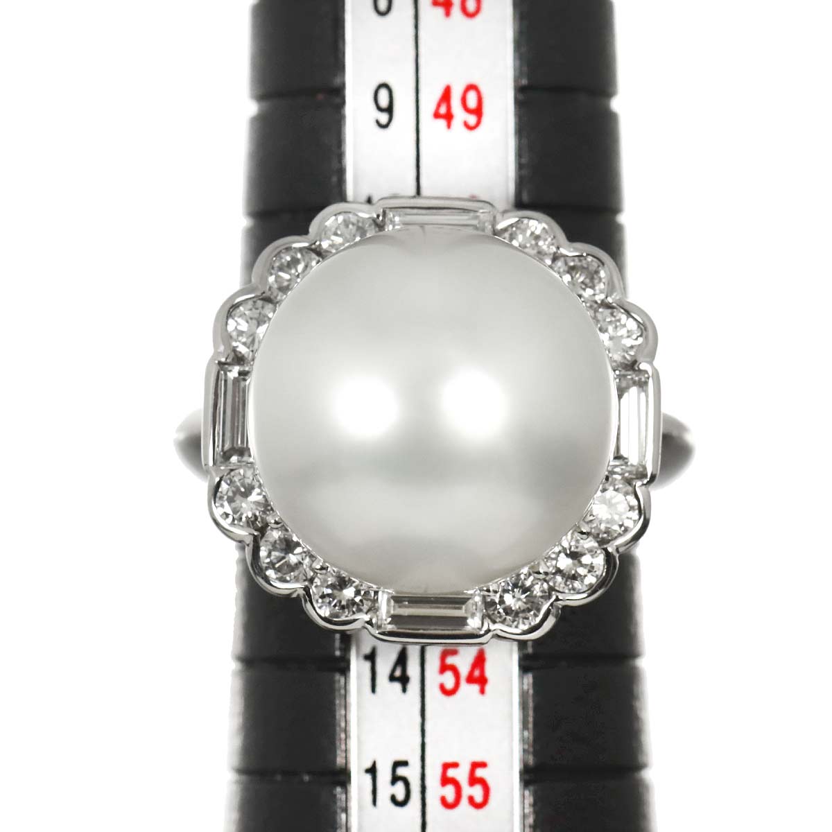 South Sea pearl 14.6mm Diamond 1.15ct Ring Pt Platinum Size6(US)
