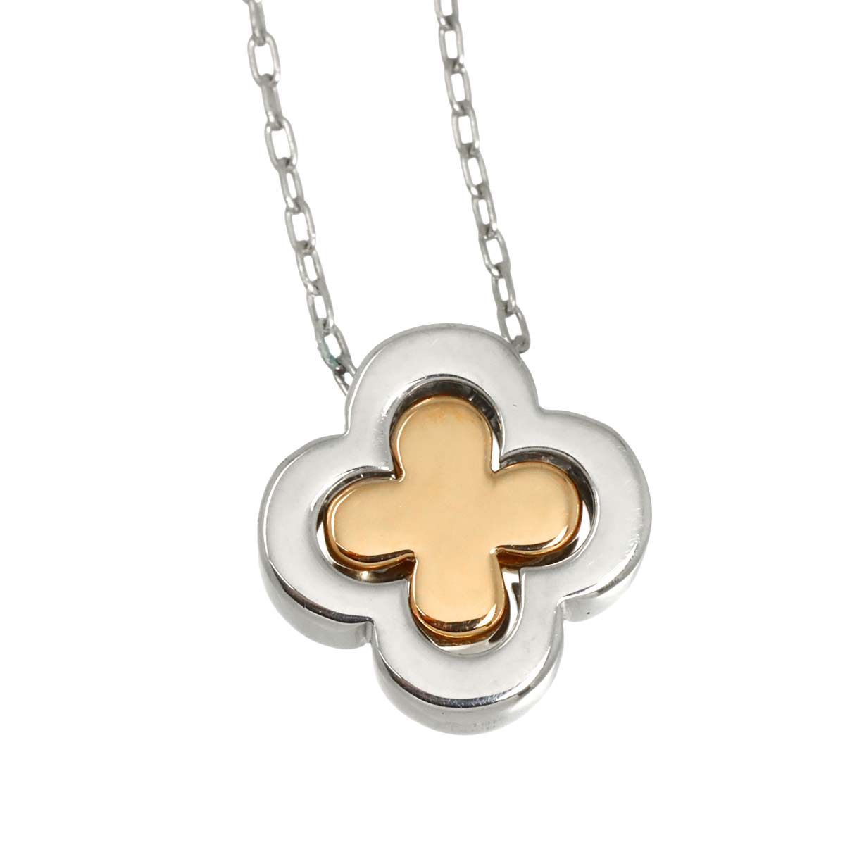 Flower Motif Diamond 0.20ct Necklace 18K WG PG 750