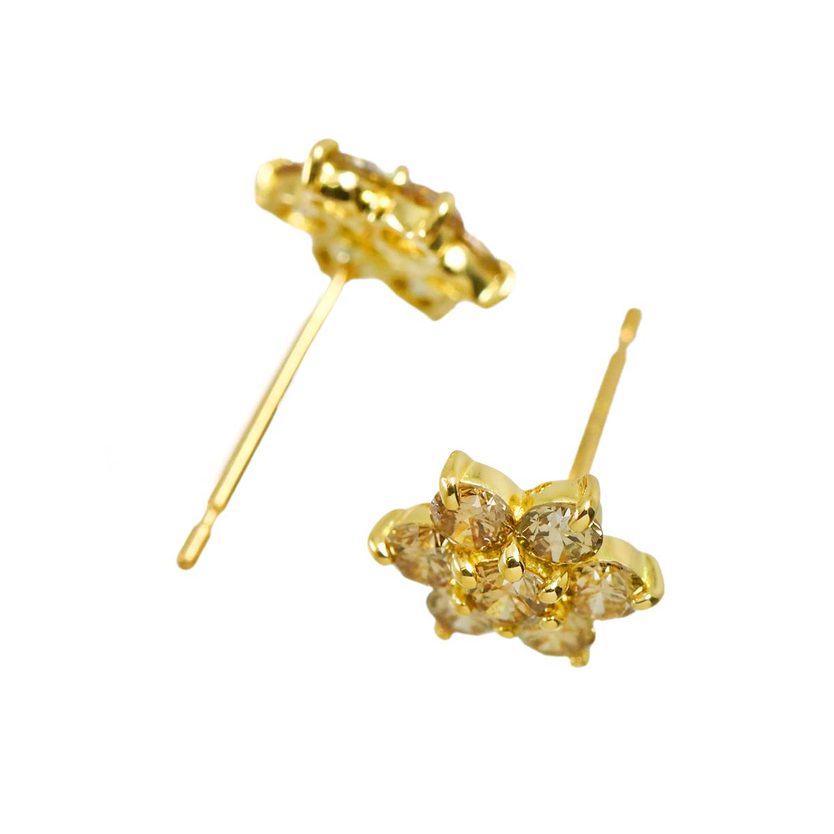 Diamond 0.35ct/0.35ct Earrings Pierced 18K YG Yellow Gold 750