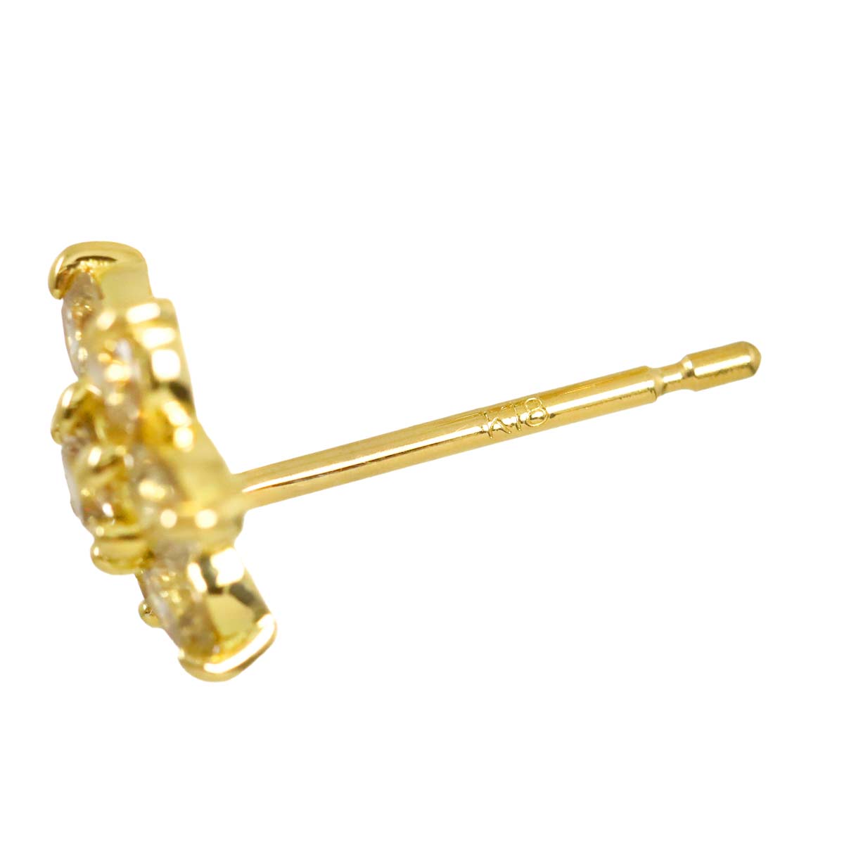 Diamond 0.35ct/0.35ct Earrings Pierced 18K YG Yellow Gold 750