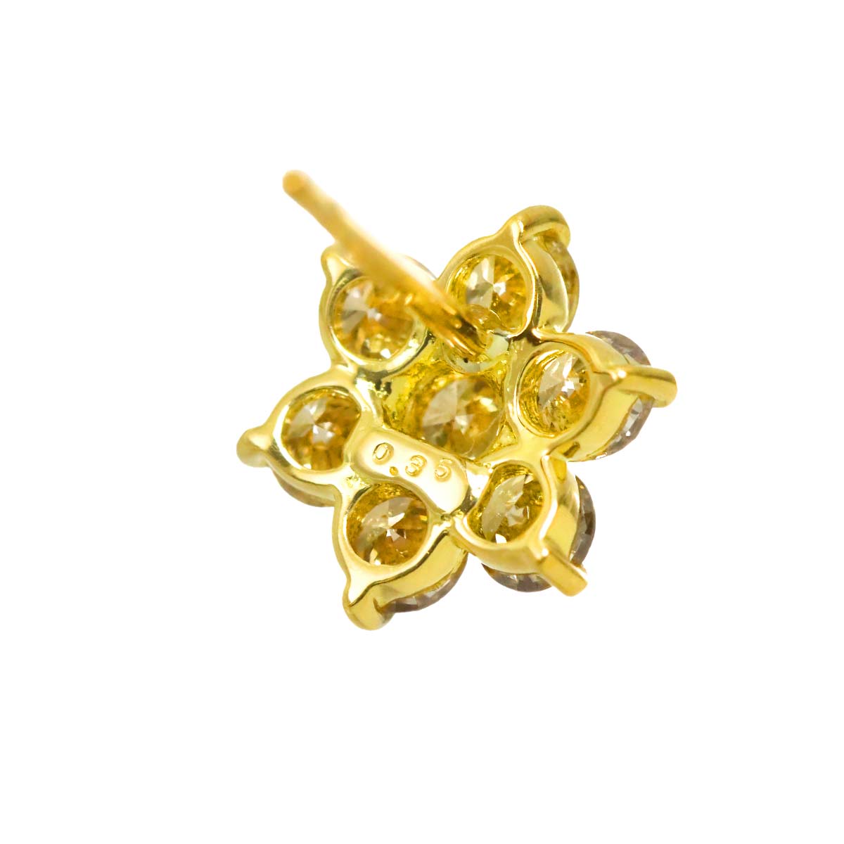 Diamond 0.35ct/0.35ct Earrings Pierced 18K YG Yellow Gold 750
