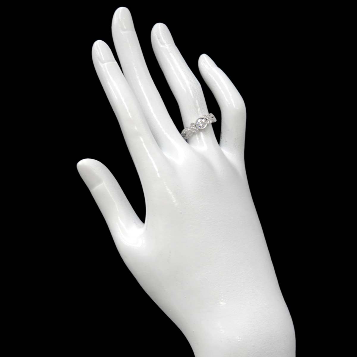 Diamond 0.328ct/0.22ct Ring 18K K18 WG White Gold size5.25(US)