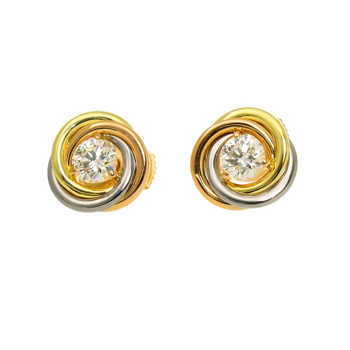 Trinity Diamond Earrings Pierced 18K YG WG PG 750