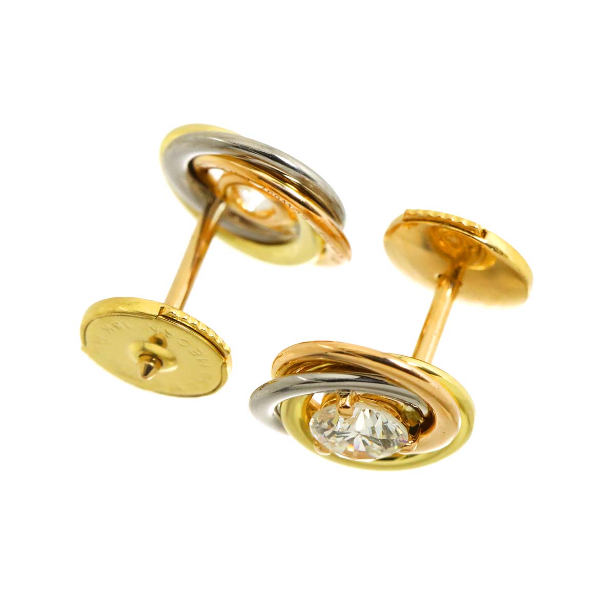 Trinity Diamond Earrings Pierced 18K YG WG PG 750