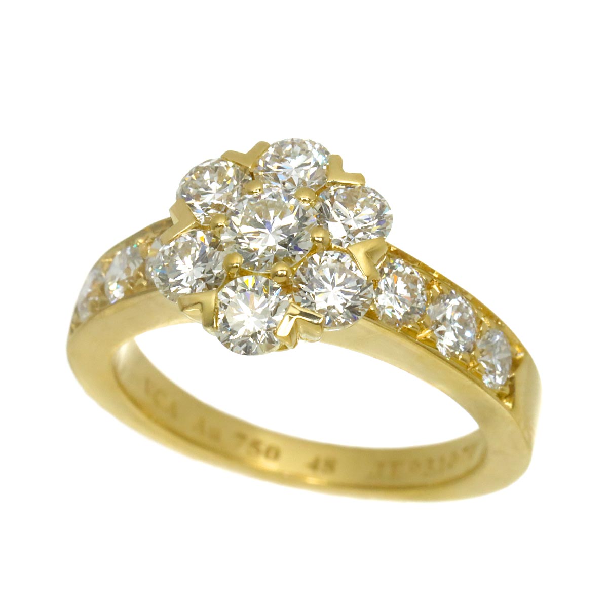Fleurette Diamond Ring 18K YG 750 size48 4.5(US)