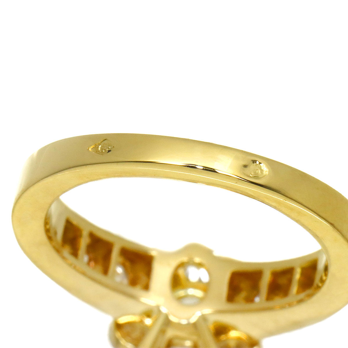 Fleurette Diamond Ring 18K YG 750 size48 4.5(US)