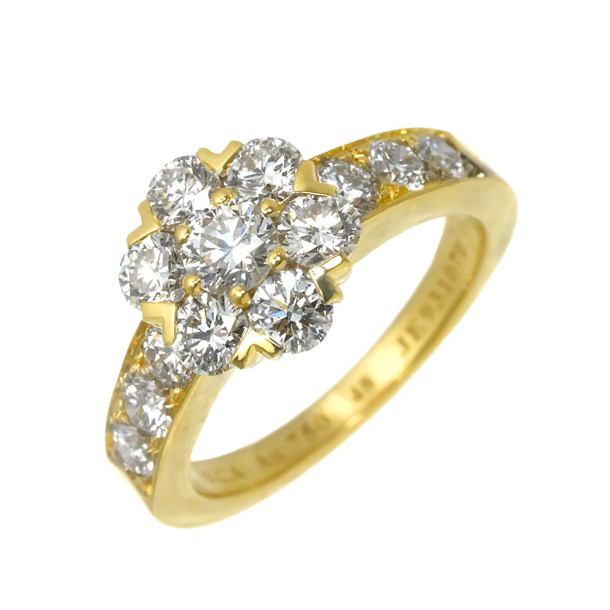 Fleurette Diamond Ring 18K YG 750 size48 4.5(US)