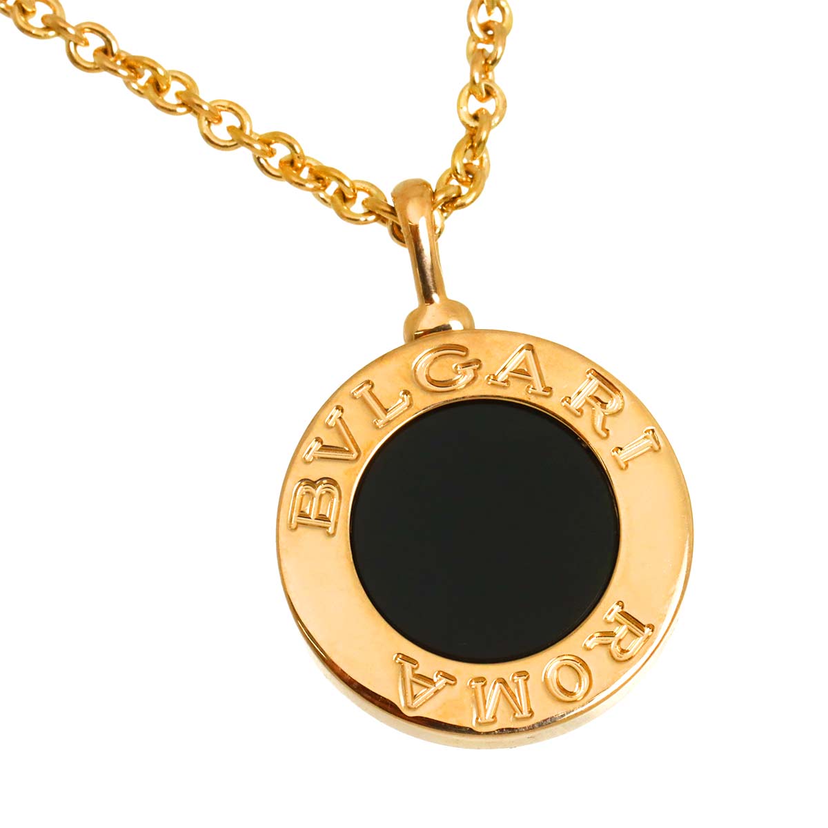 BVLGARIBVLGARI Pave Diamond Onyx Necklace 18K Pink Gold 750