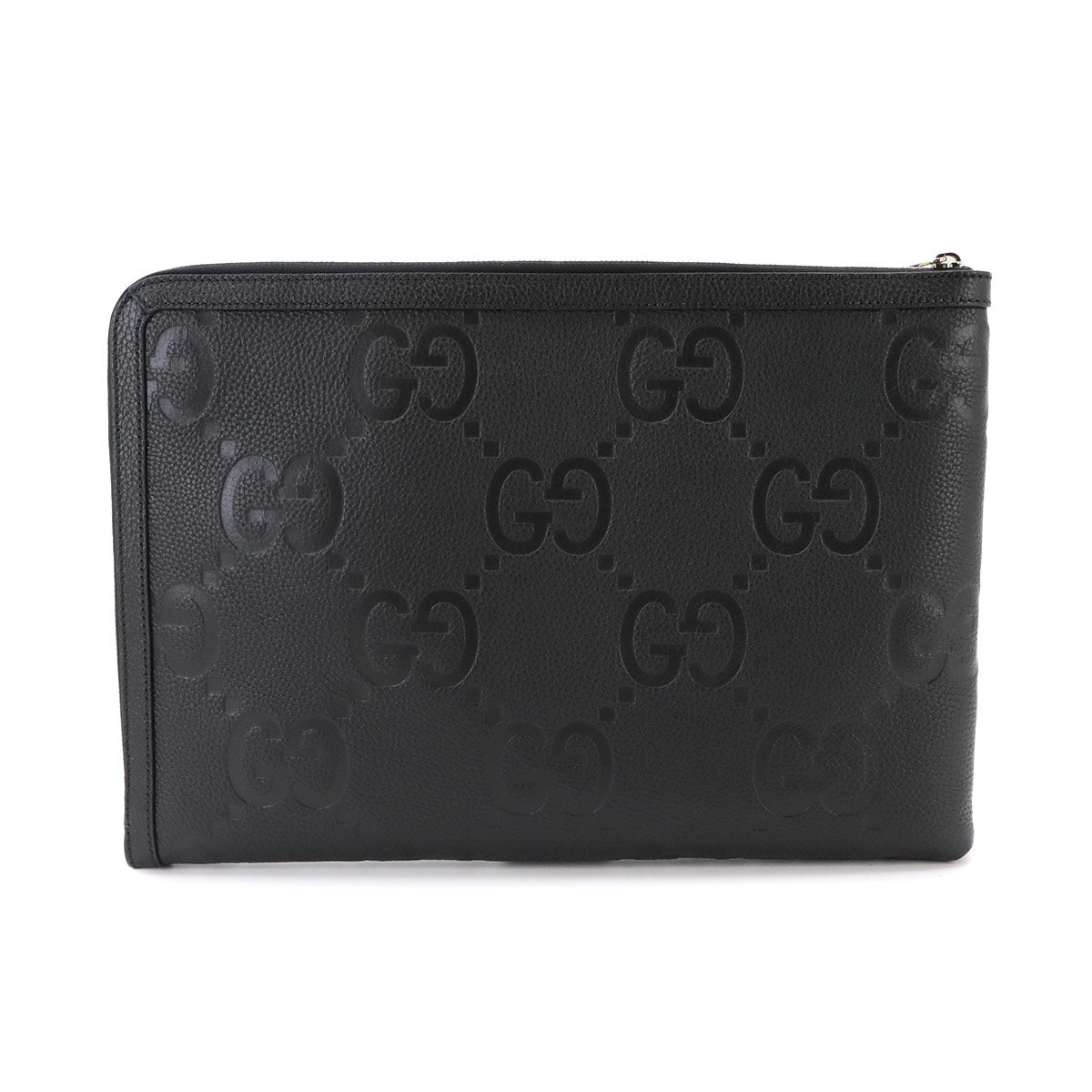 Jumbo GG Document Case Clutch Bag Leather Black 792262
