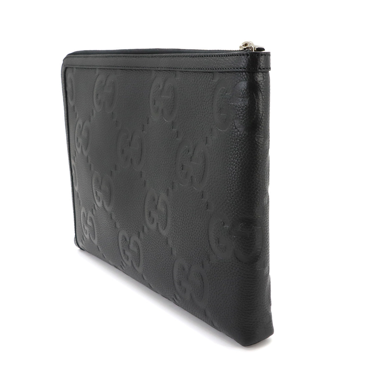 Jumbo GG Document Case Clutch Bag Leather Black 792262