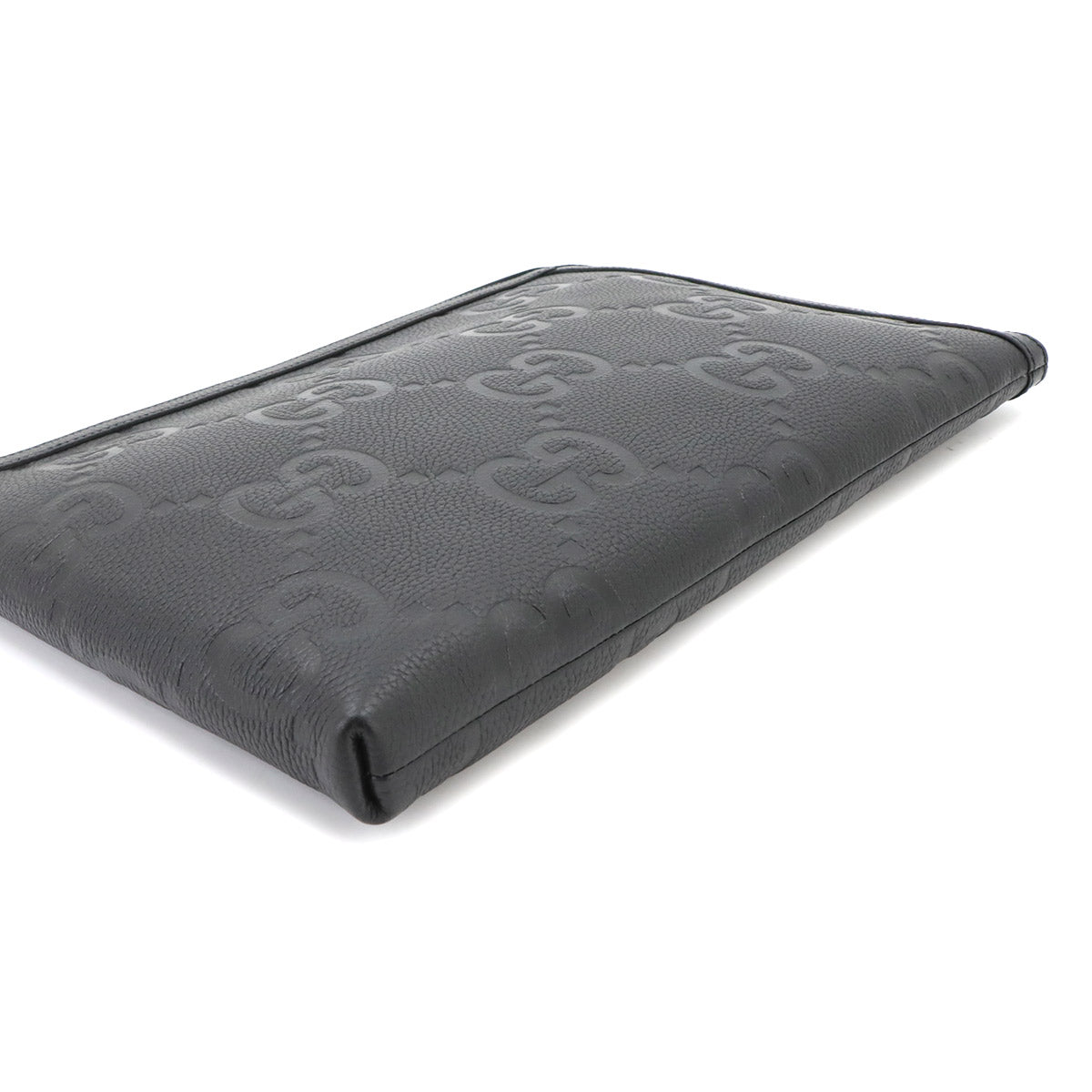 Jumbo GG Document Case Clutch Bag Leather Black 792262
