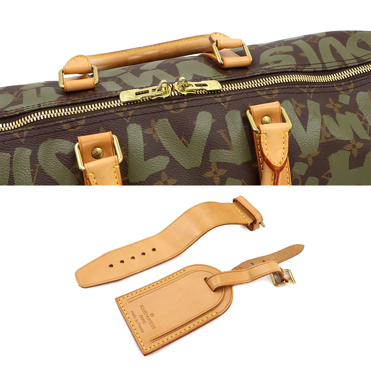 Monogram Graffiti Keepall 50 Luggage Bag Khaki M92196