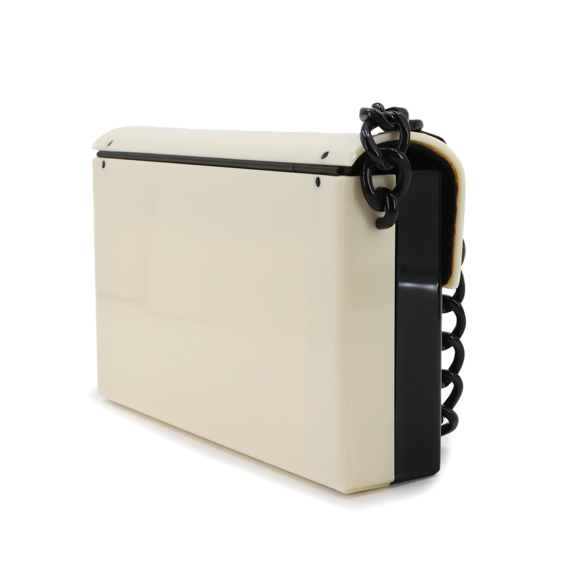 Chain Shoulder Bag Plastic Black White Vintage Purse