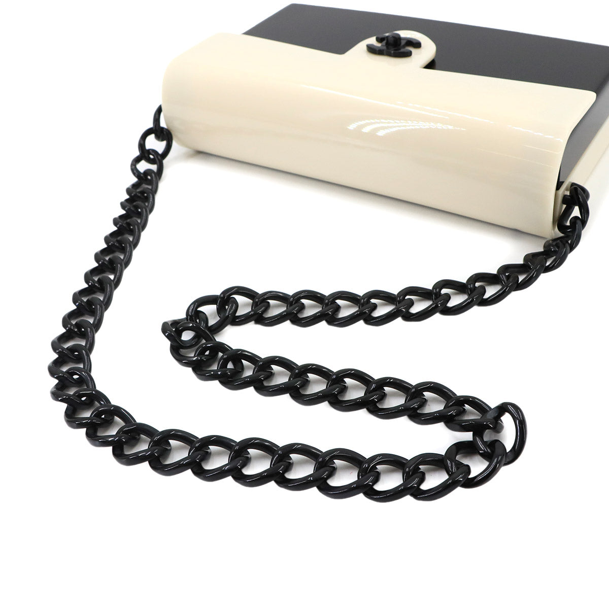 Chain Shoulder Bag Plastic Black White Vintage Purse