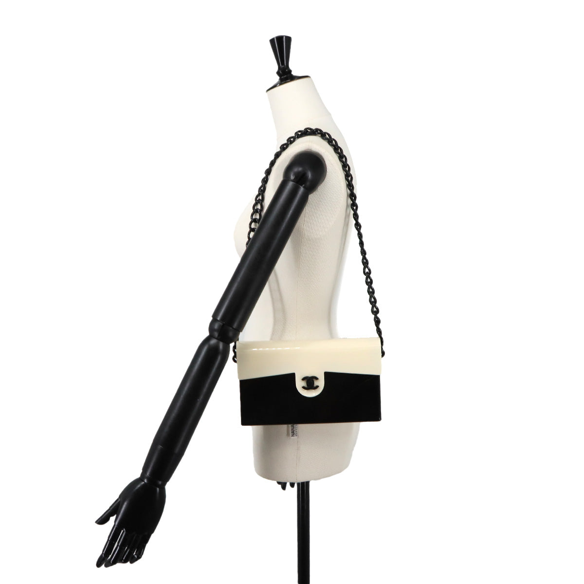 Chain Shoulder Bag Plastic Black White Vintage Purse