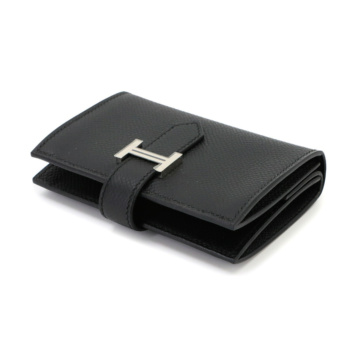 Bearn Mini Compact Coin Case Epsom Black Purse