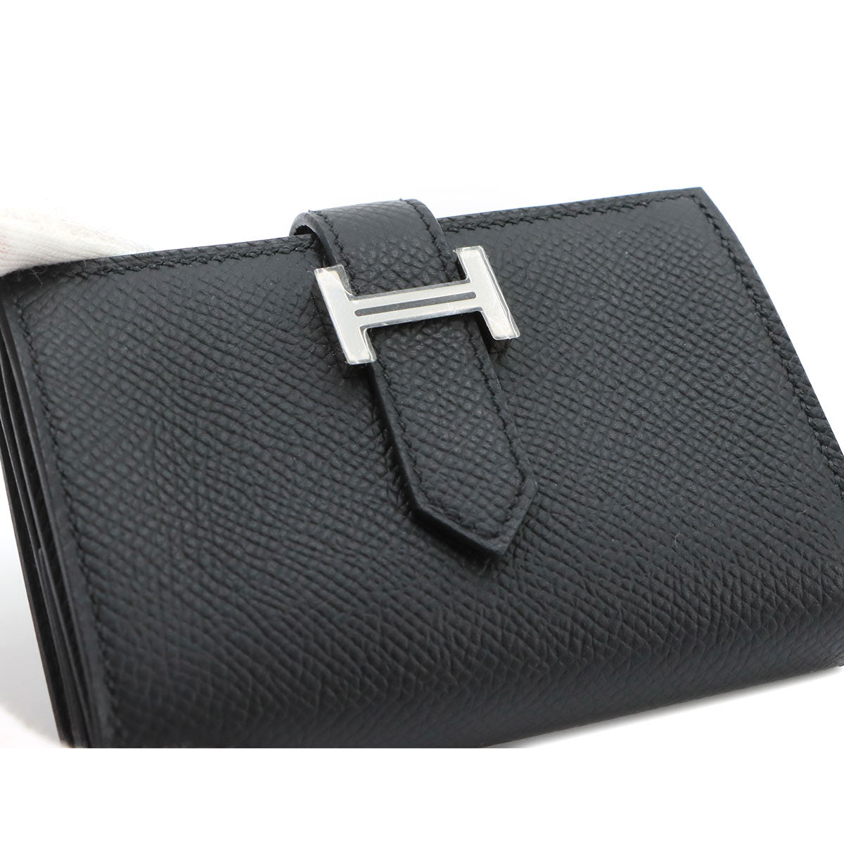 Bearn Mini Compact Coin Case Epsom Black Purse