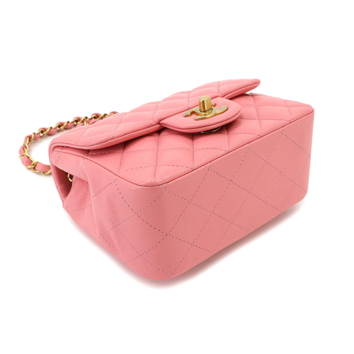 Mini Matelasse Chain Shoulder Bag Leather Pink A35200