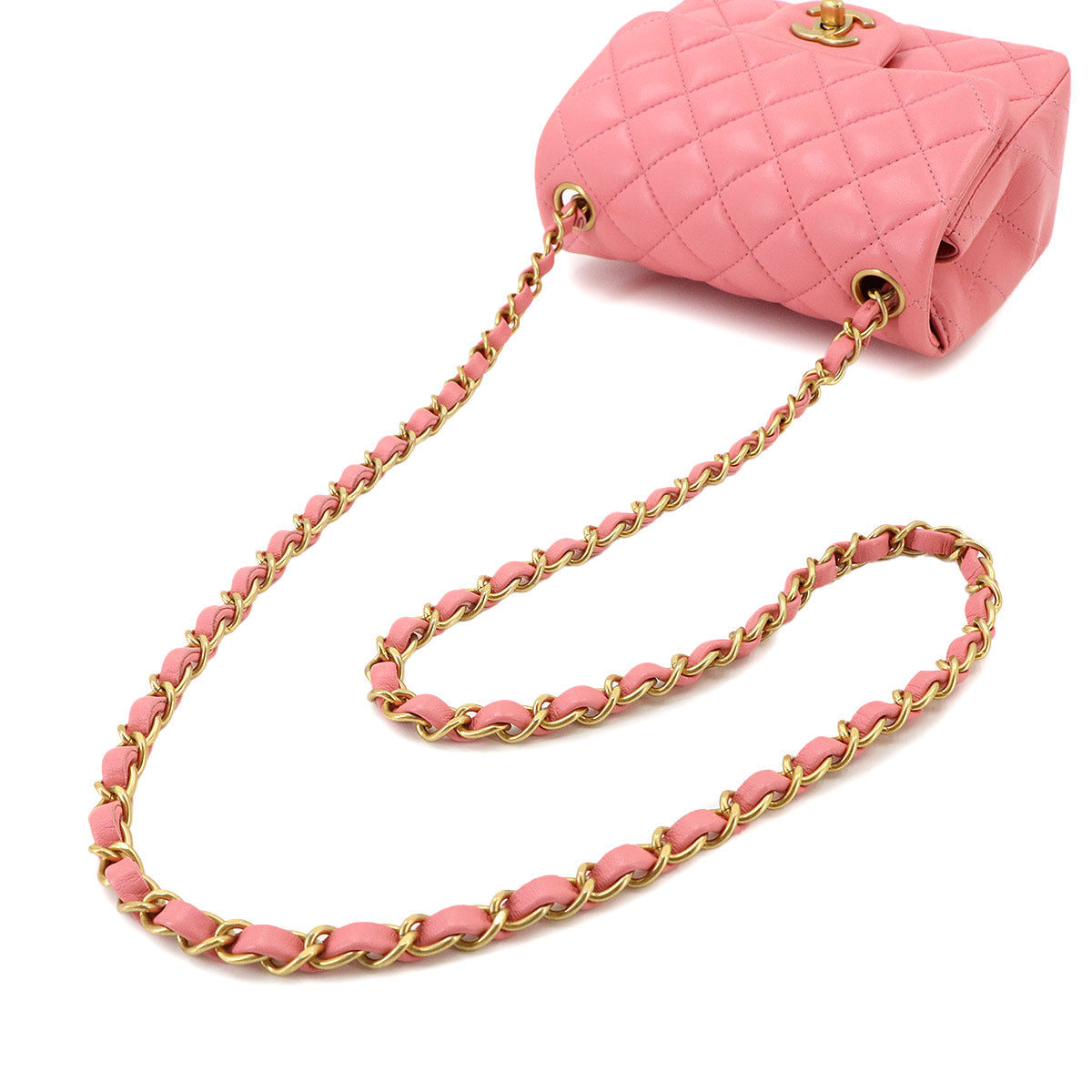 Mini Matelasse Chain Shoulder Bag Leather Pink A35200