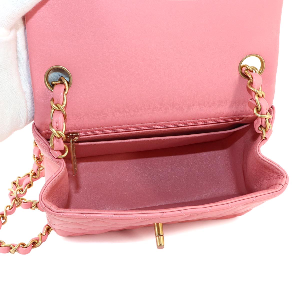 Mini Matelasse Chain Shoulder Bag Leather Pink A35200