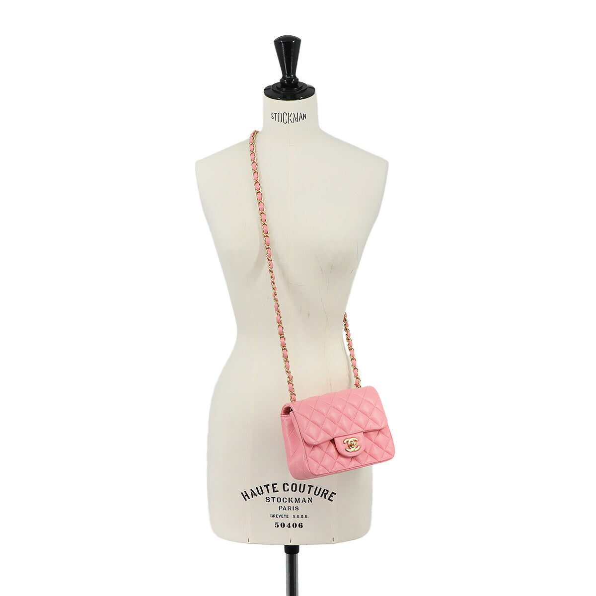 Mini Matelasse Chain Shoulder Bag Leather Pink A35200