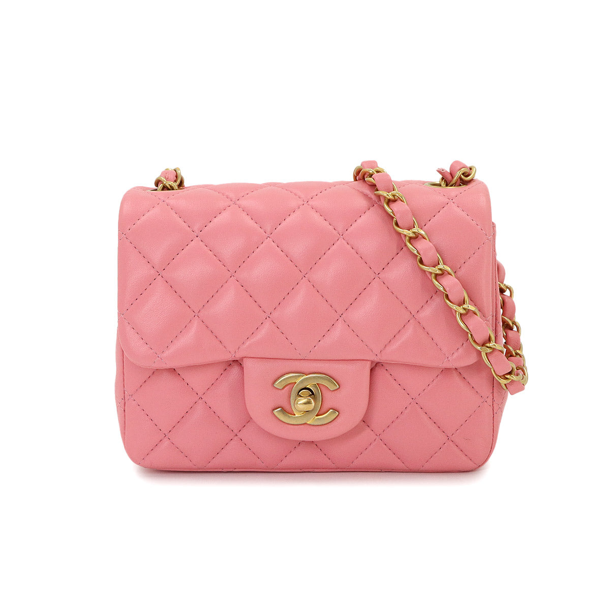 Mini Matelasse Chain Shoulder Bag Leather Pink A35200
