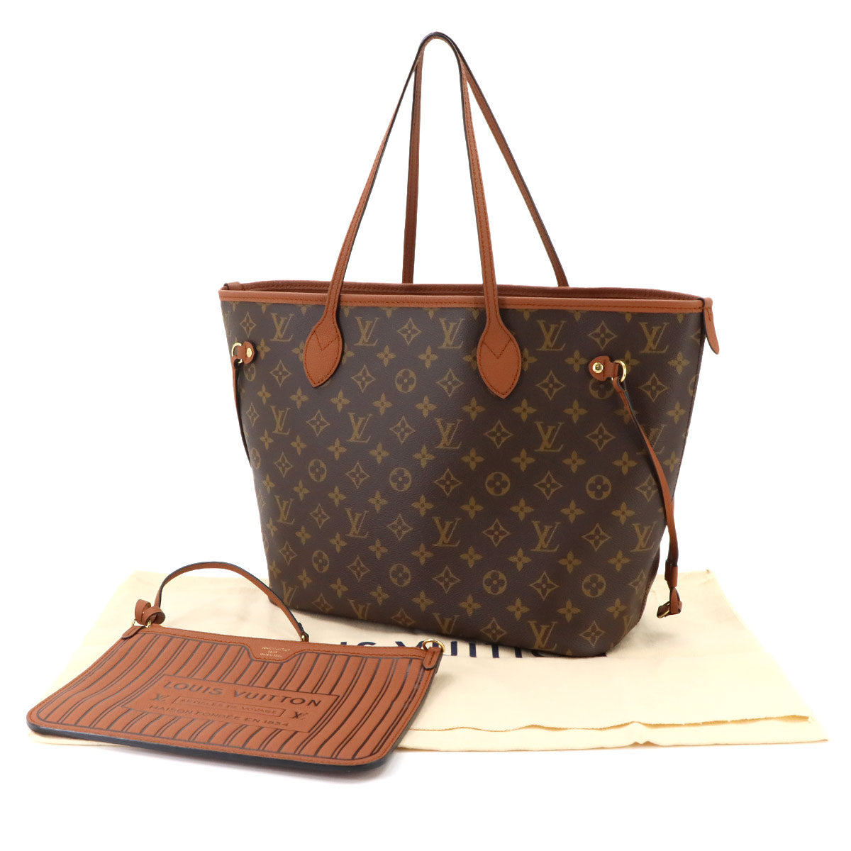 Neverfull Inside Out MM Tote Bag Leather Tan M28352