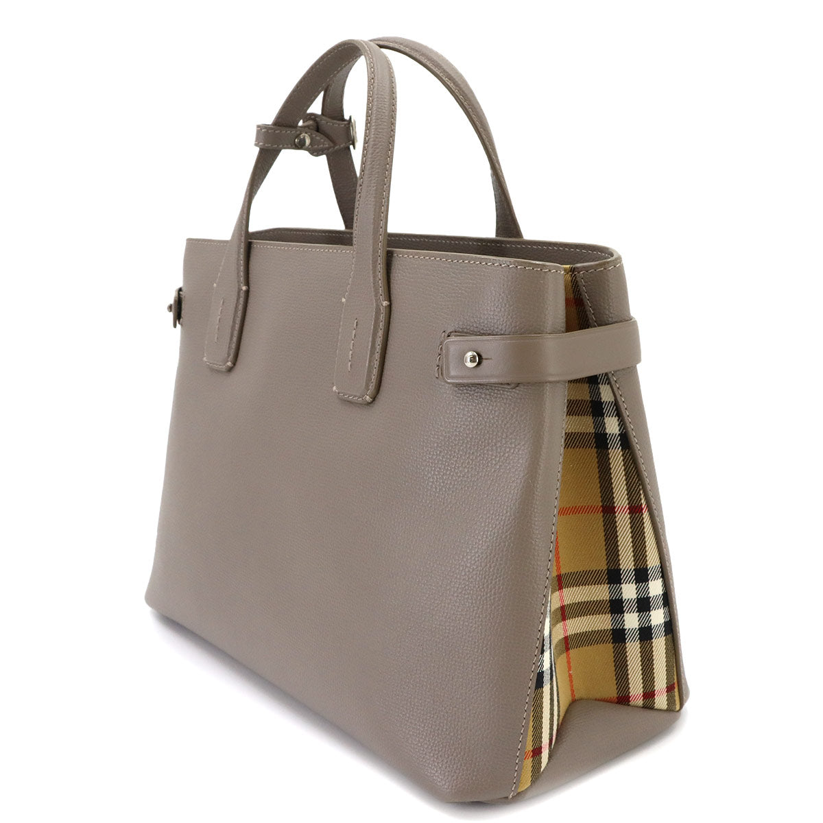 Banner Medium Tote Shoulder Bag Leather Taupe Brown 8006327