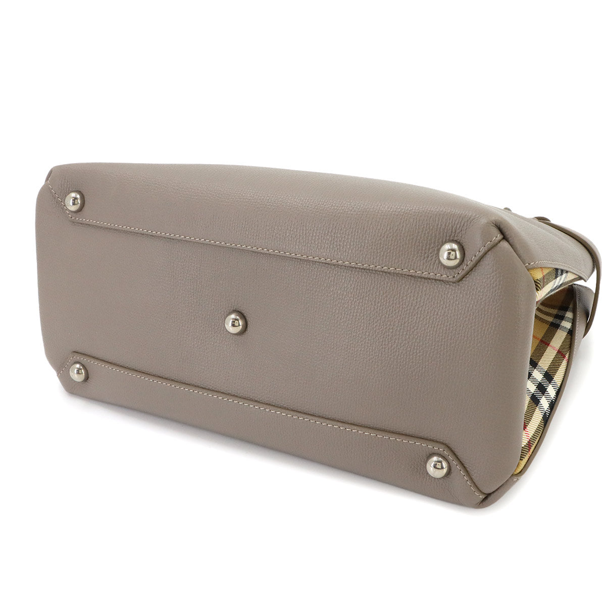 Banner Medium Tote Shoulder Bag Leather Taupe Brown 8006327
