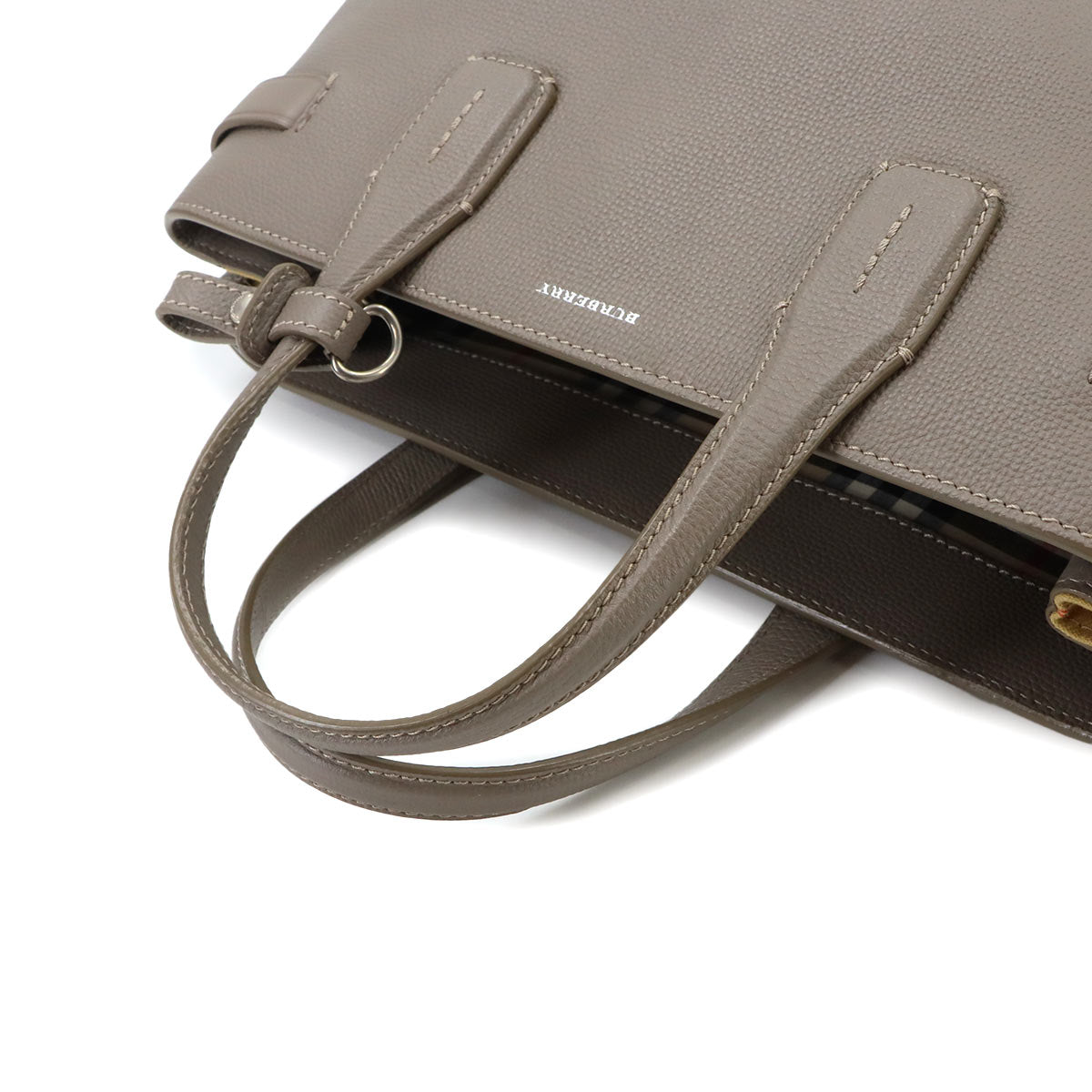 Banner Medium Tote Shoulder Bag Leather Taupe Brown 8006327