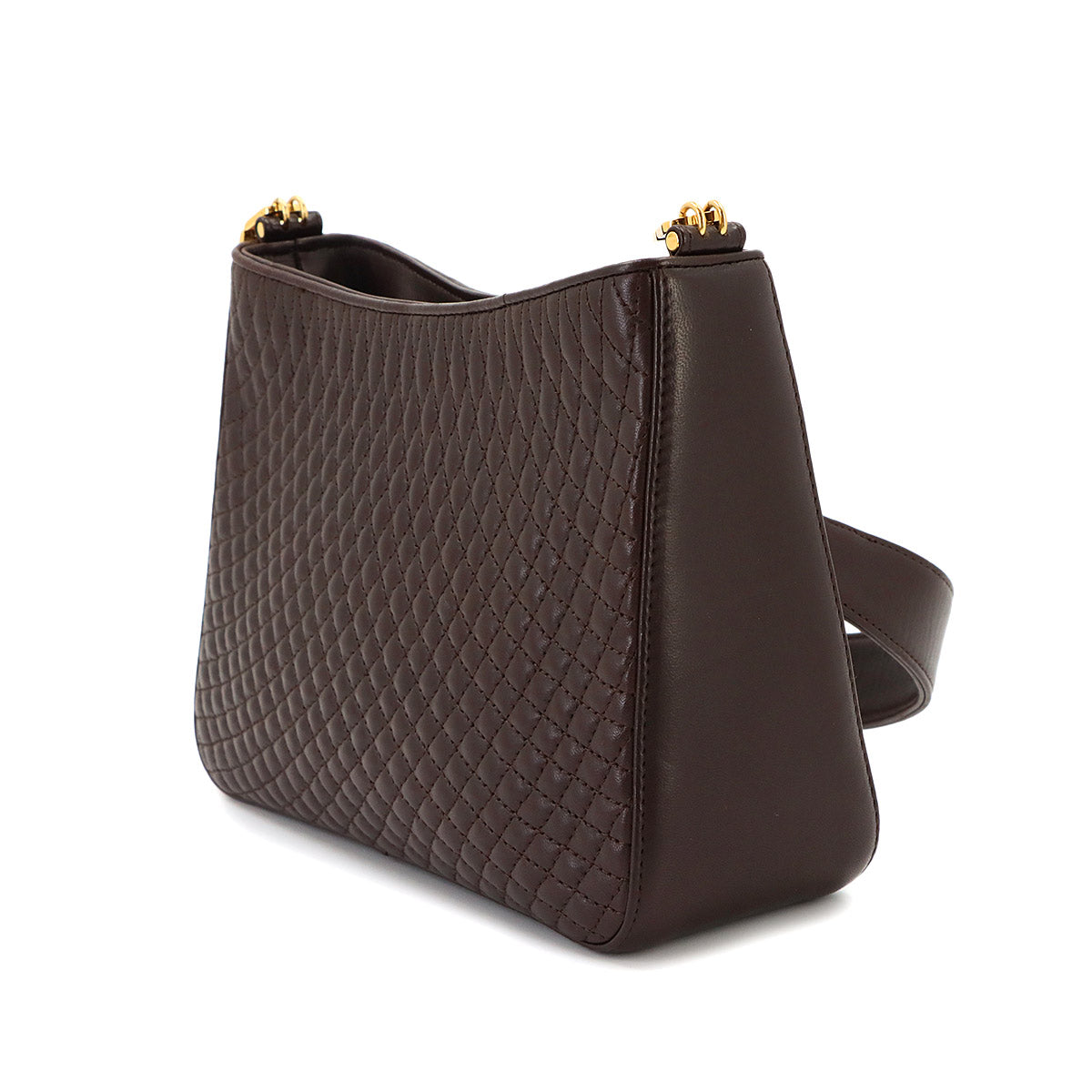 B Chain Shoulder Bag Leather Brown Purse