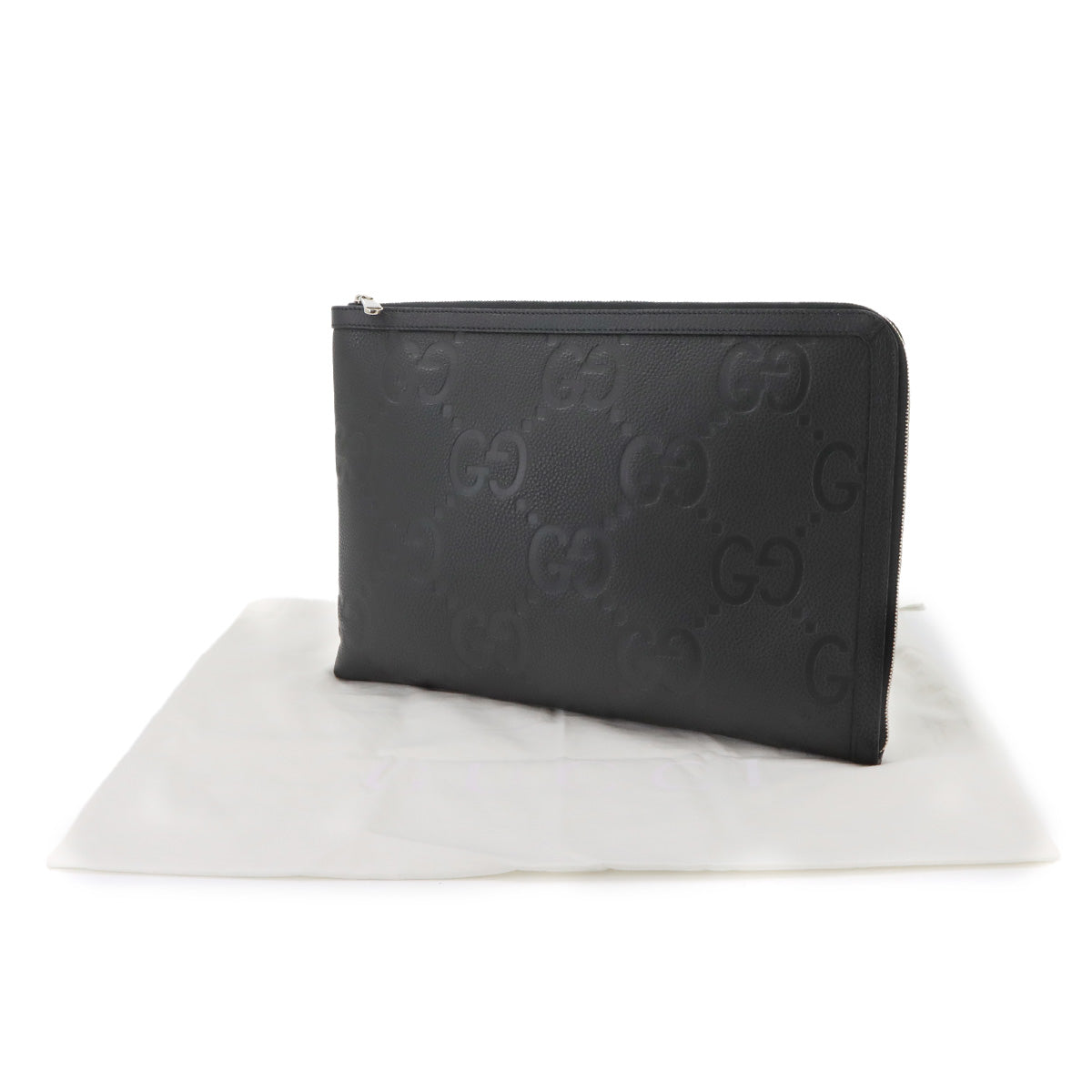 Jumbo GG Document Case Clutch Bag Leather Black 792262