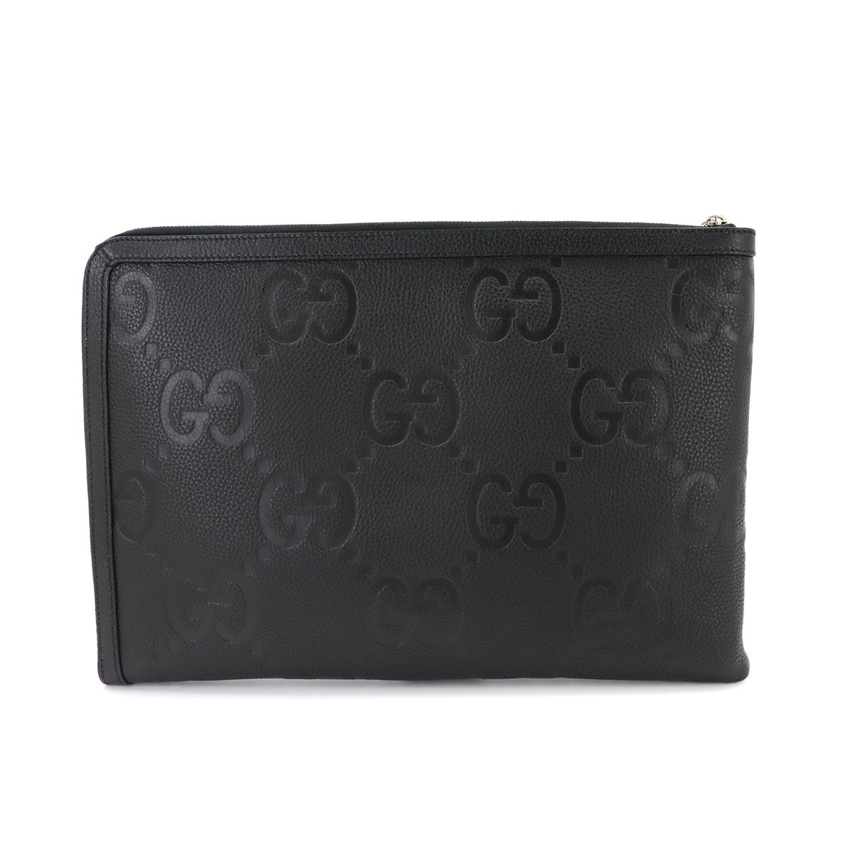 Jumbo GG Document Case Clutch Bag Leather Black 792262