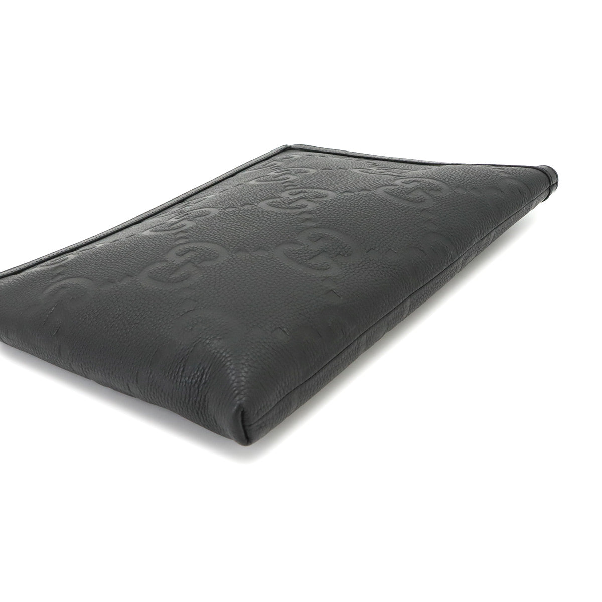 Jumbo GG Document Case Clutch Bag Leather Black 792262