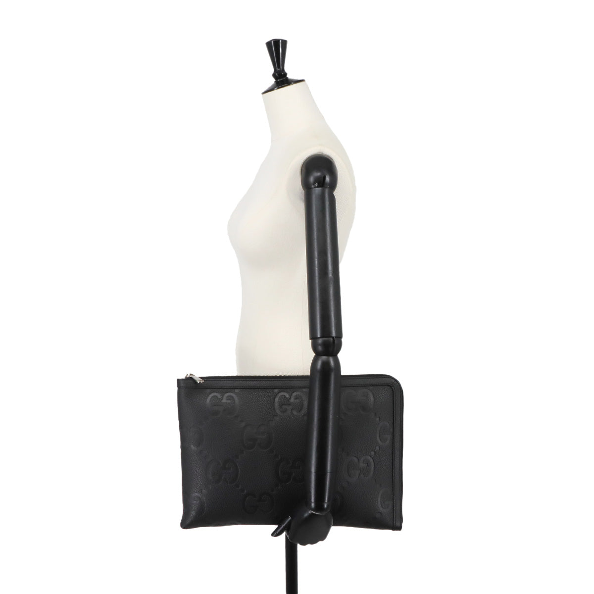 Jumbo GG Document Case Clutch Bag Leather Black 792262