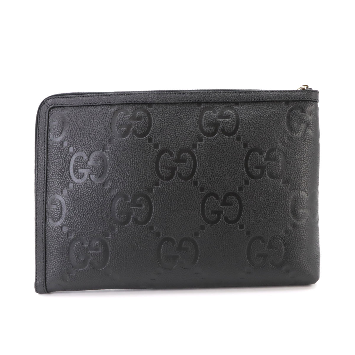 Jumbo GG Document Case Clutch Bag Leather Black 792262