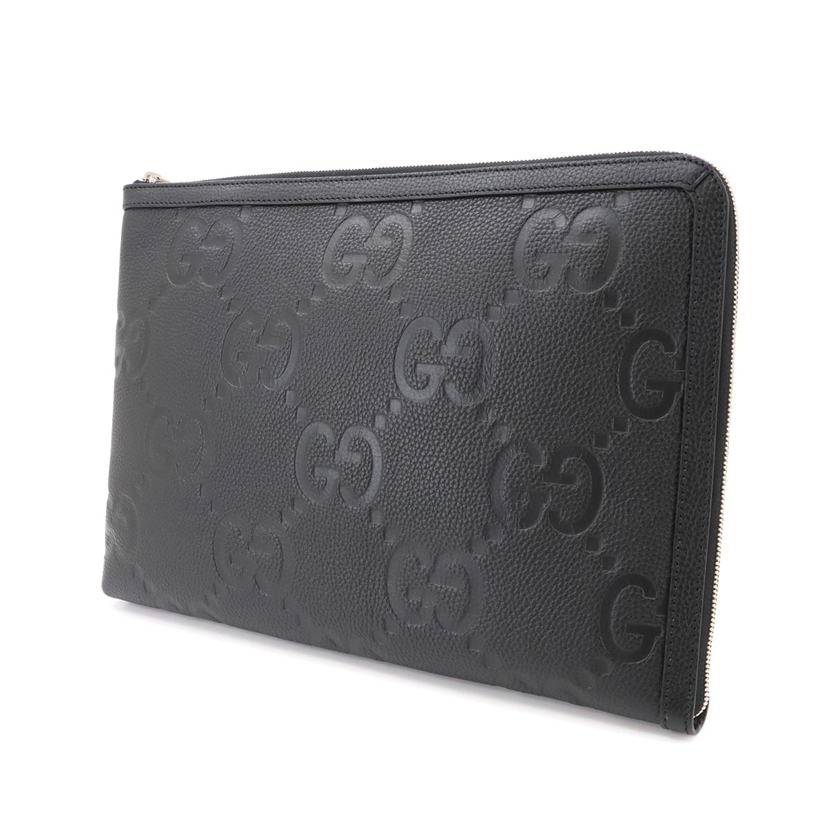 Jumbo GG Document Case Clutch Bag Leather Black 792262