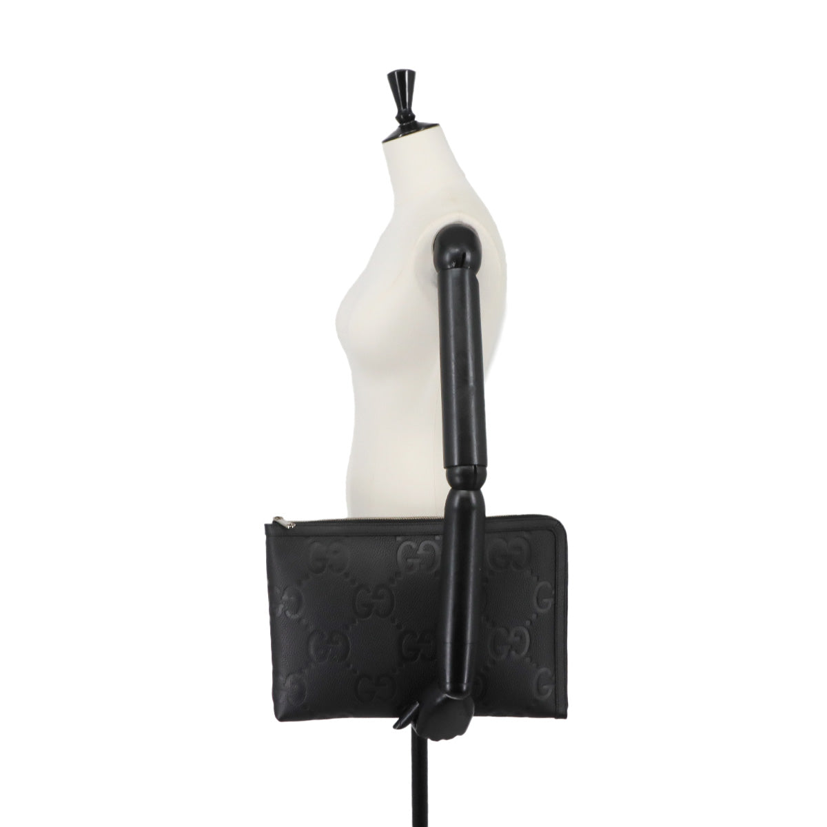 Jumbo GG Document Case Clutch Bag Leather Black 792262