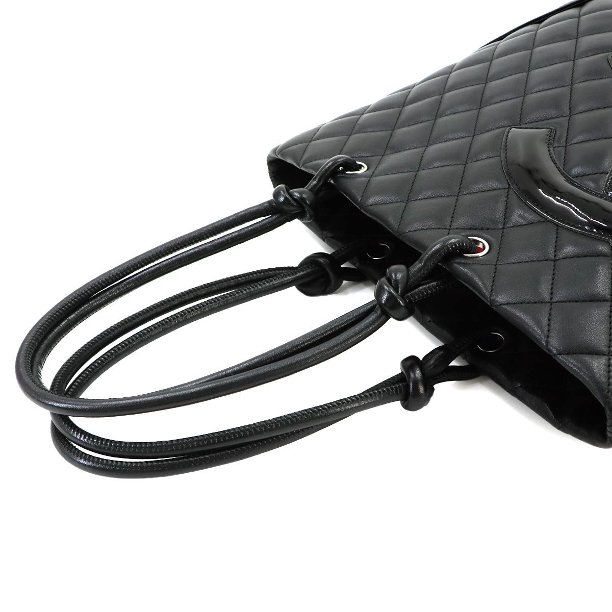 Cambon Line Medium Tote Bag Leather Enamel Black A25167 Purse