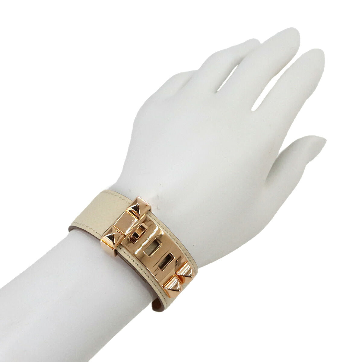 Collier De Chien Bangle Veau Epsom Craie Bracelet