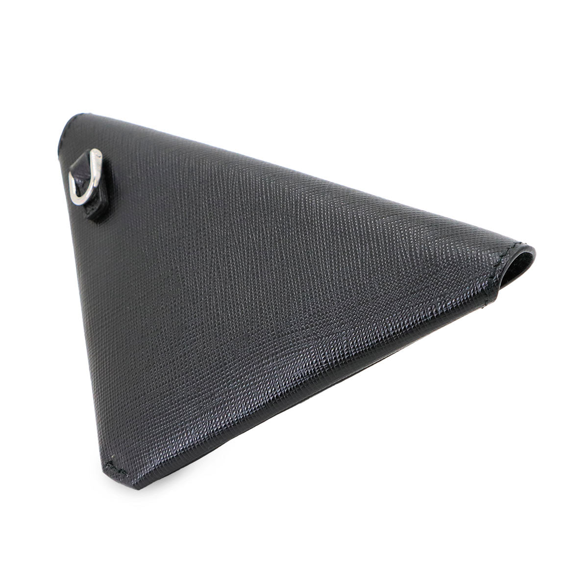 Triangle Pouch Saffiano Leather Black 1TL445 Purse