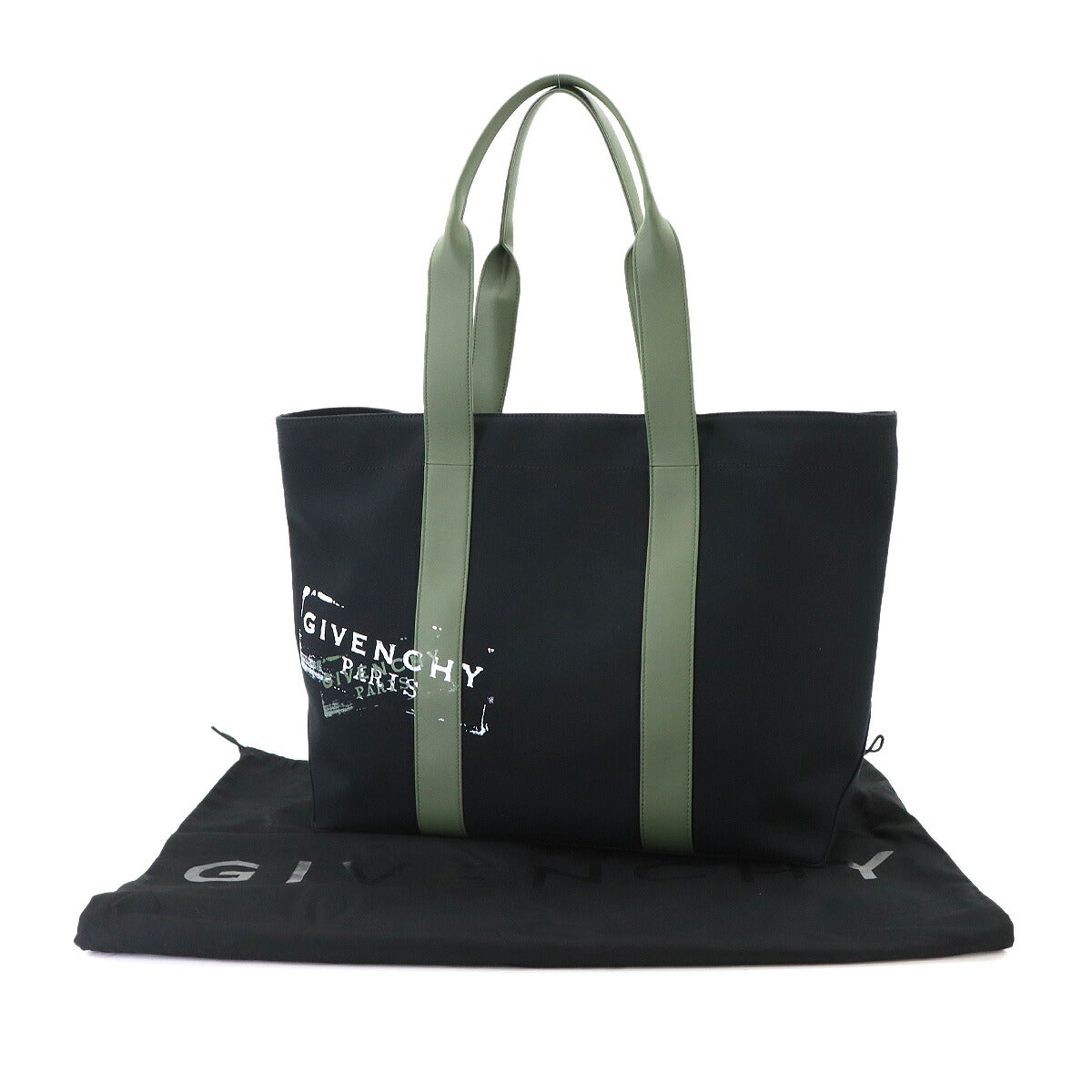 Logos Tote Bag Canvas Leather Black BK50FHK21H-001