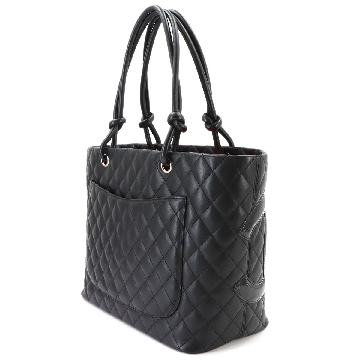 Cambon Line Large Tote Bag Leather Enamel Black A25169 Purse