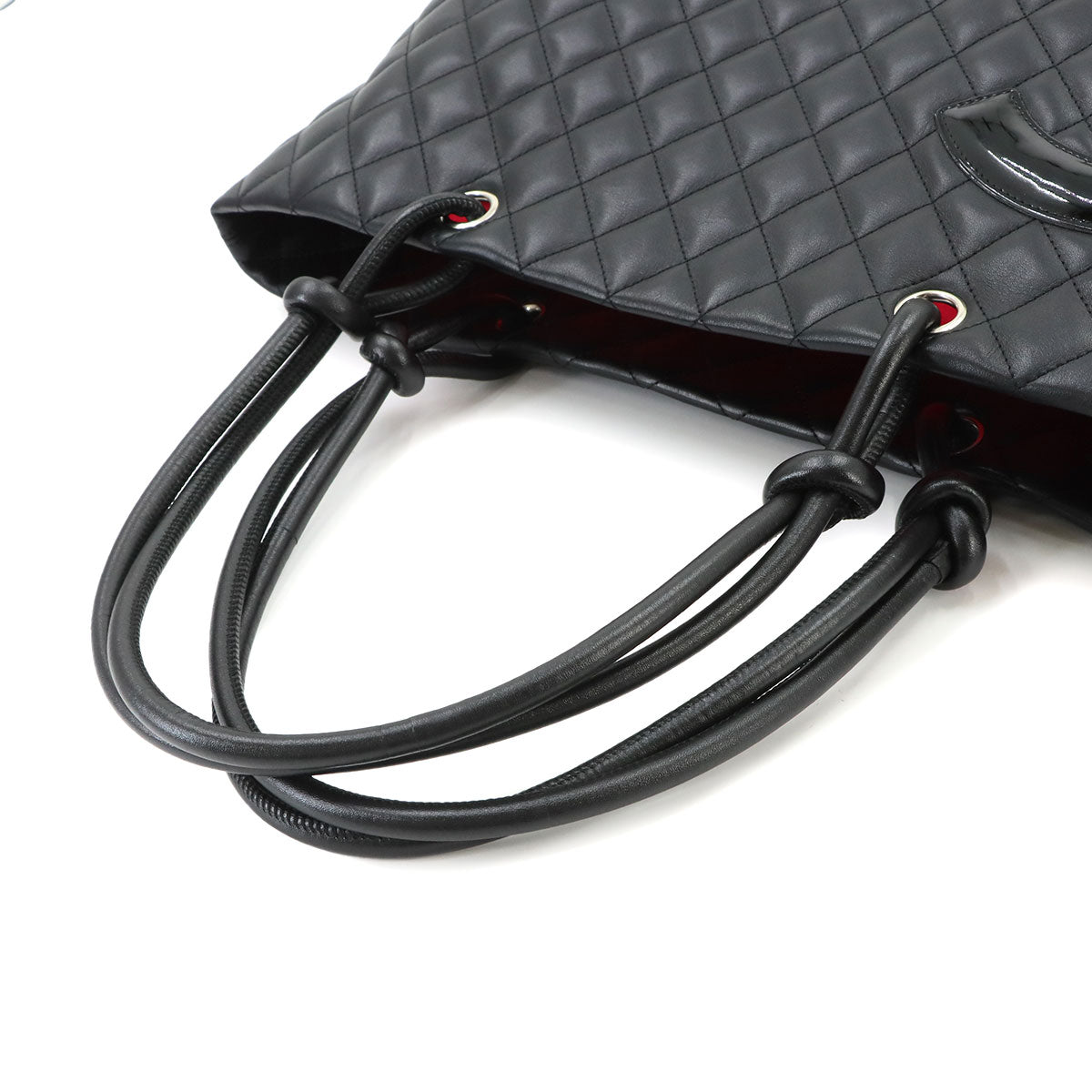 Cambon Line Large Tote Bag Leather Enamel Black A25169 Purse