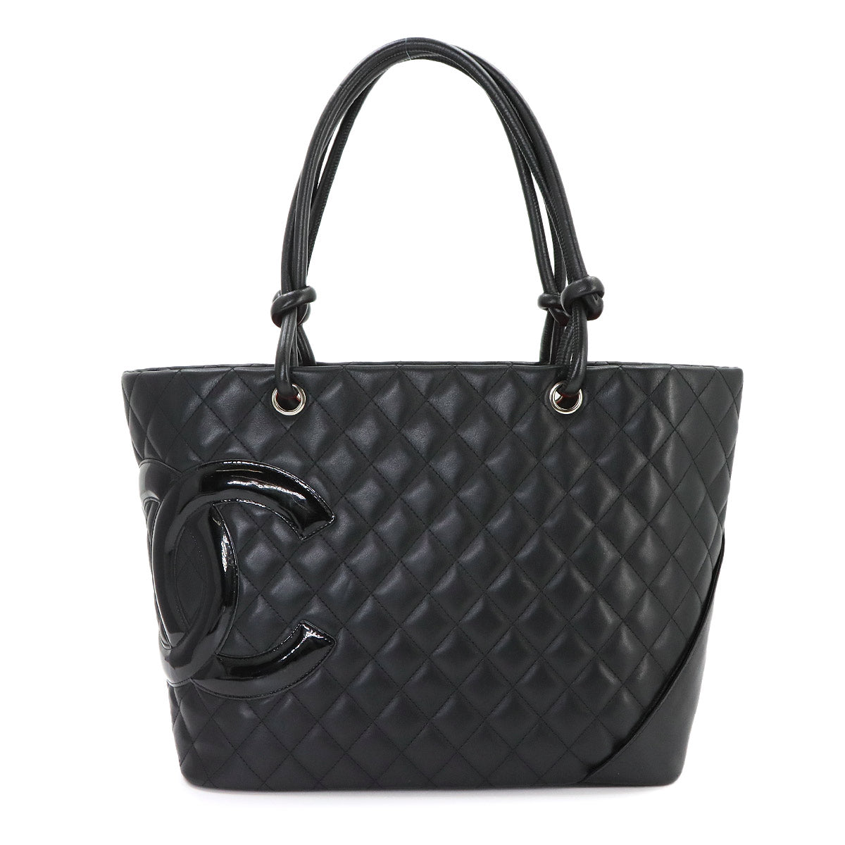 Cambon Line Large Tote Bag Leather Enamel Black A25169 Purse