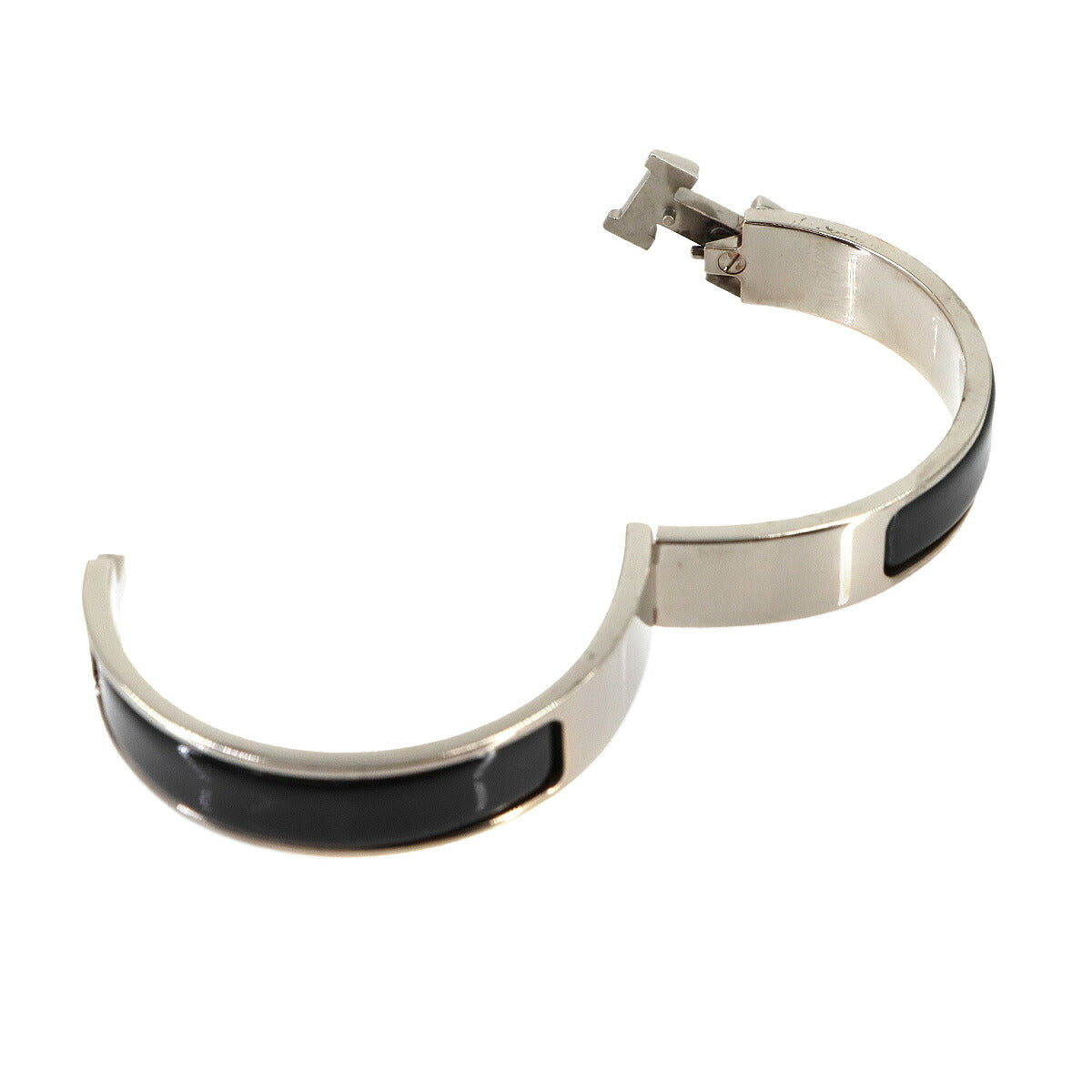 Clic H GM Bangle Bracelet Black Silver Accessory