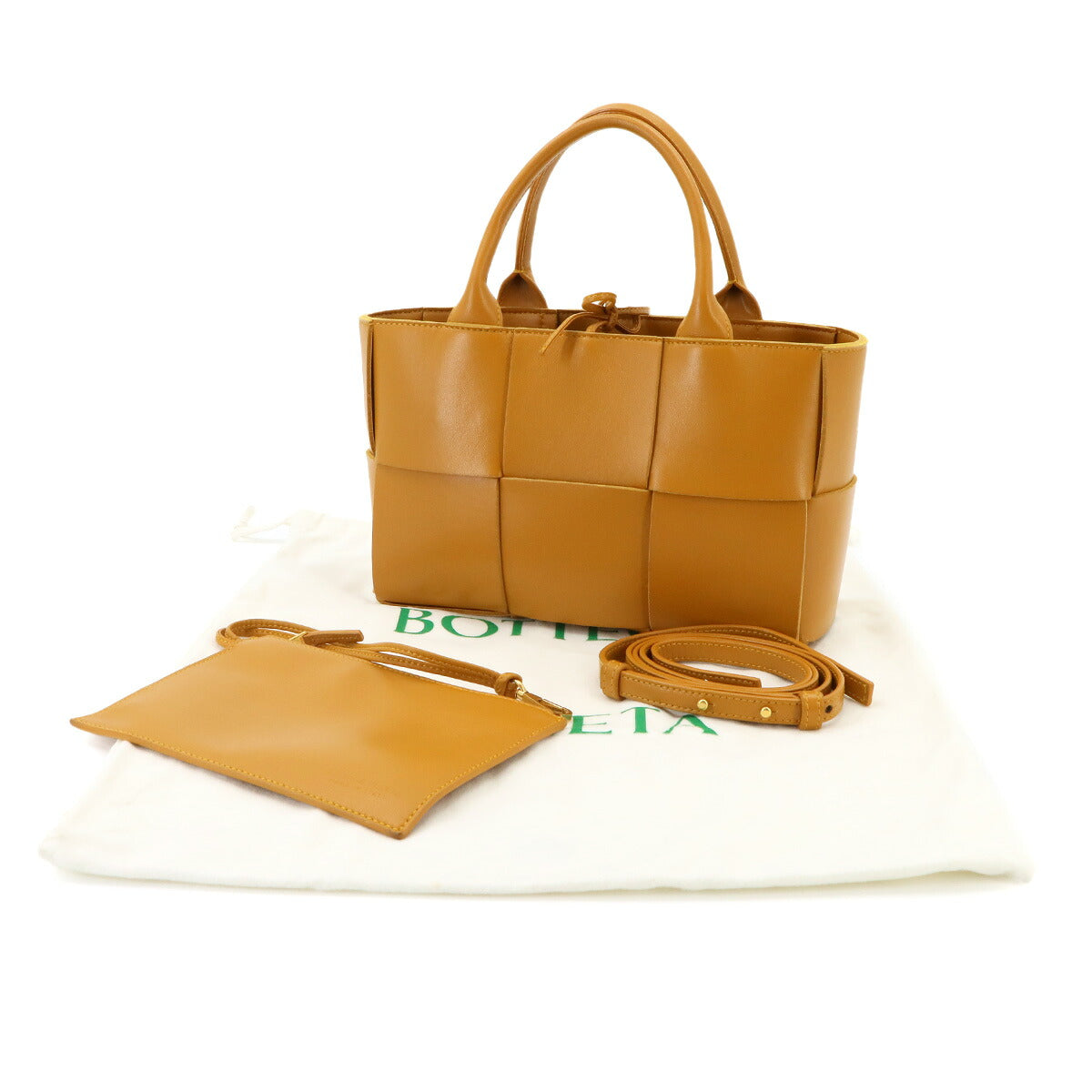 Intrecciato Mini Arco Hand Shoulder Bag Leather Brown