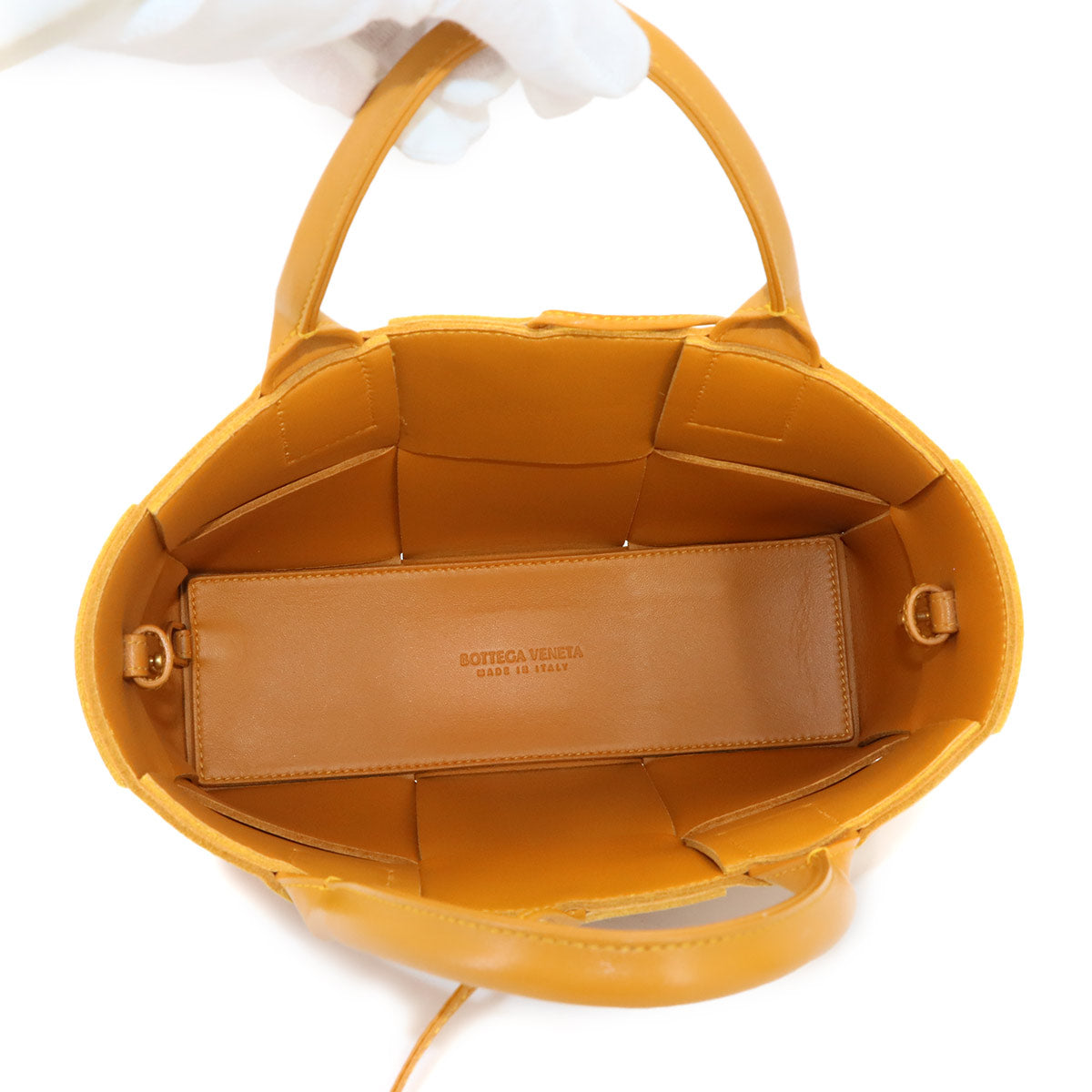 Intrecciato Mini Arco Hand Shoulder Bag Leather Brown