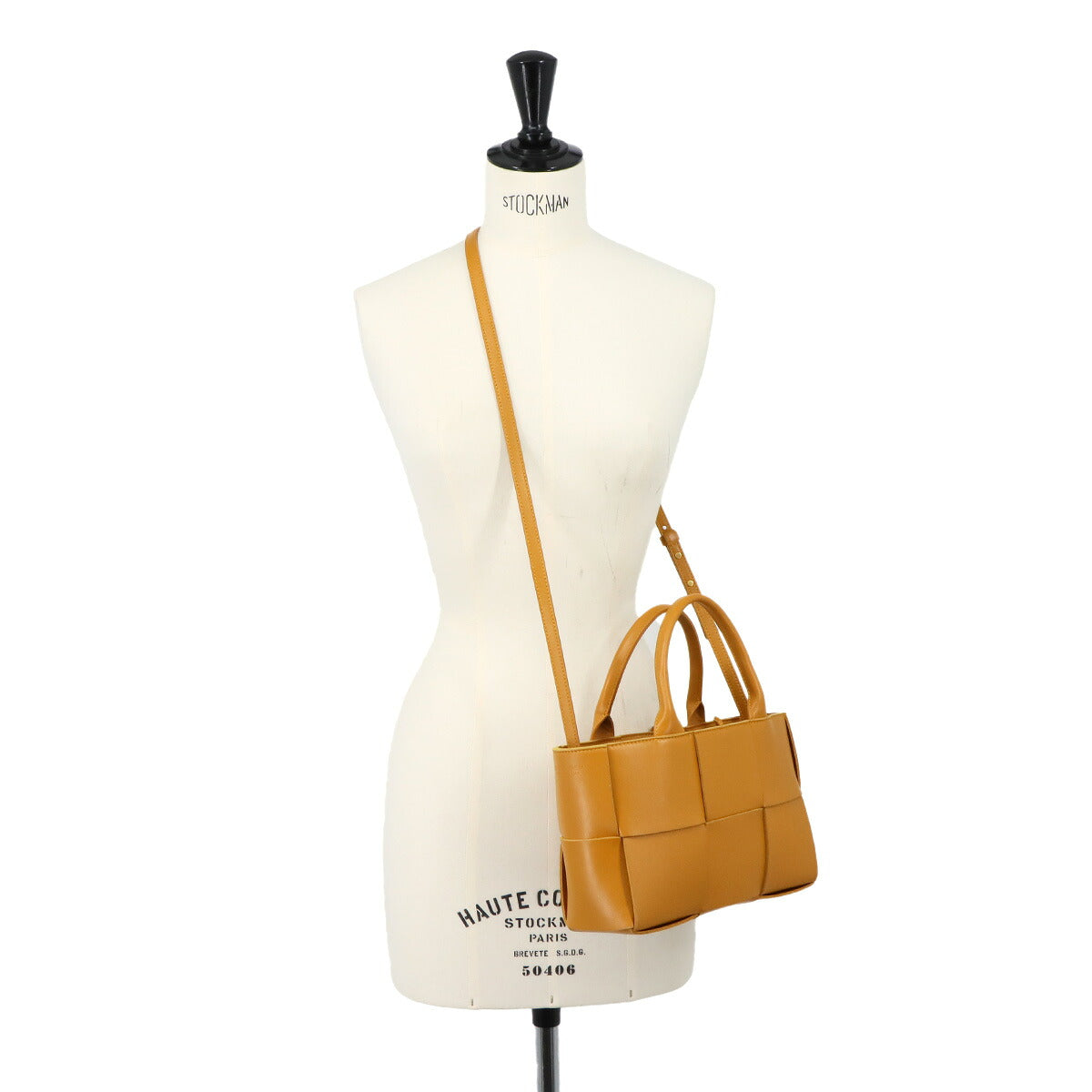 Intrecciato Mini Arco Hand Shoulder Bag Leather Brown