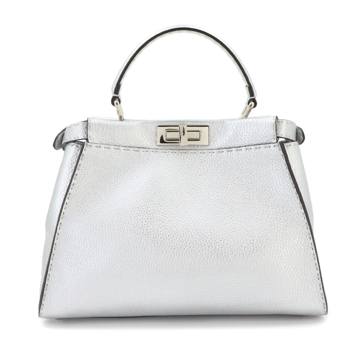 Selleria Peekaboo Regular 2way Hand Bag Leather Silver 8BN290